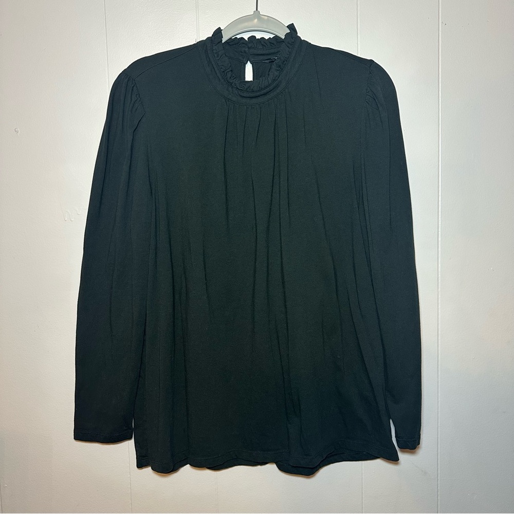 Black banana republic ruffle neck shirt